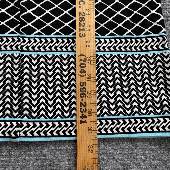 Kaari Blue Dress Womens XS Black White Geometric Button Accents Tribal Preppy - Picture 10 of 15